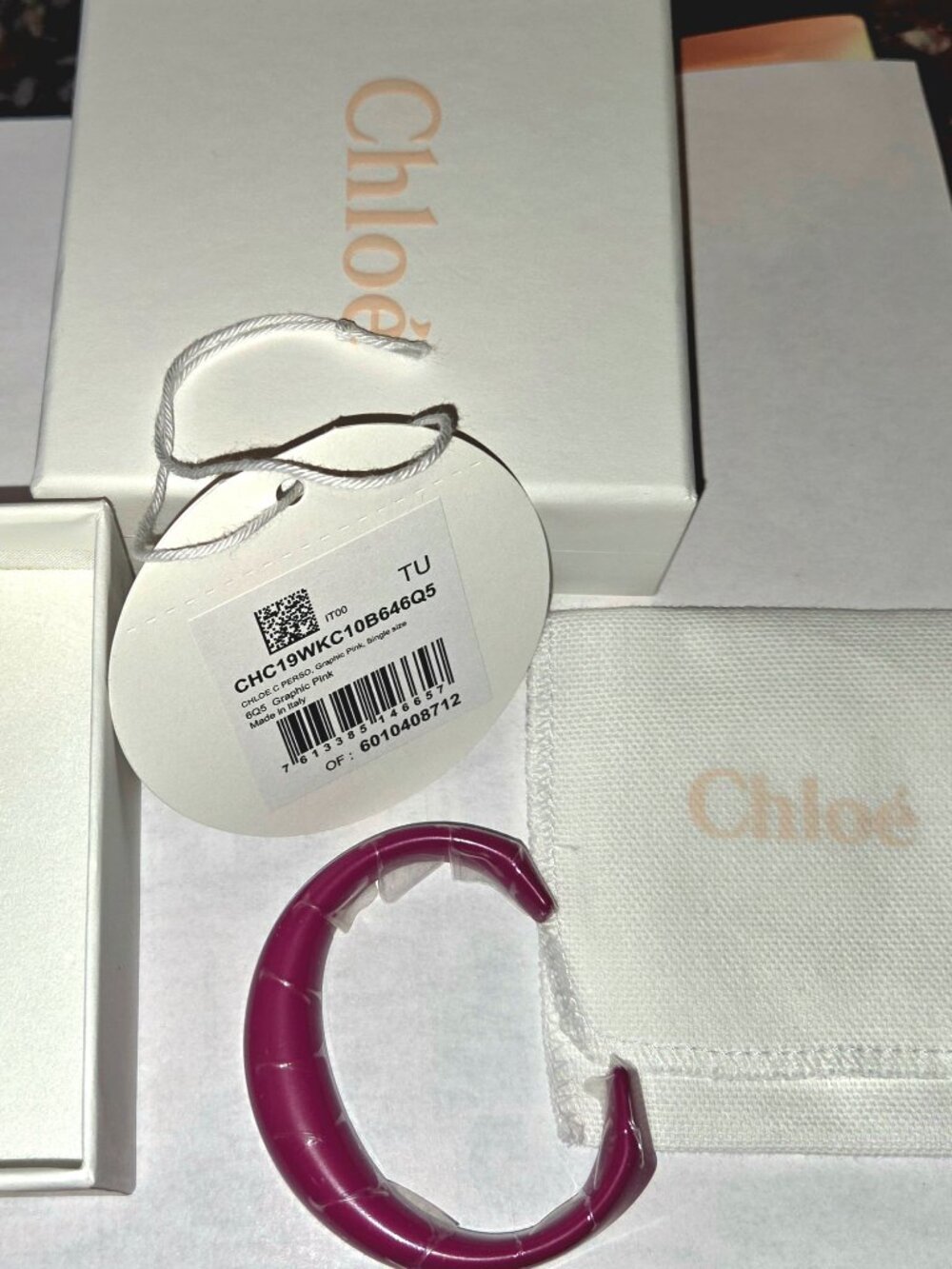 NIB Chloé C Bag Charm Graphic Pink – Made in Italy